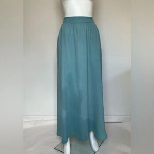 Street One Women's  A-Line Swing Pleated Long Maxi Blue Teal Skirt L NWT
